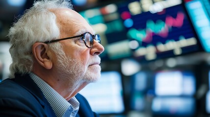 Aufkleber - Wisdom and Reflective Thinking of an Older Man in Financial Trading Environment : Generative AI