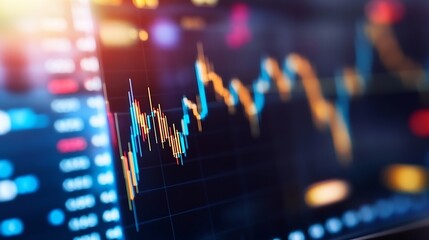 Fototapete - Dynamic financial chart showcasing stock market trends with vibrant colors and data visualizations : Generative AI