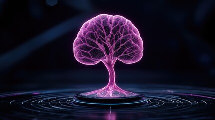 Poster - Artificial brain tree concept digital environment 3d visualization futuristic landscape high-tech viewpoint