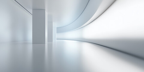 Wall Mural - futuristic abstract background. white ceiling and floor. soft smooth of light, abstract shape, curve