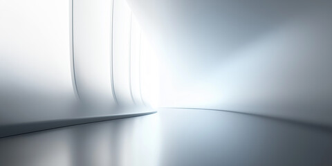 Wall Mural - futuristic abstract background. white ceiling and floor. soft smooth of light, abstract shape, curve