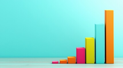 Poster - This vibrant image showcases a colorful bar graph against a bright backdrop, perfect for illustrating data growth, analysis, and modern business concepts.