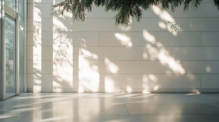 Poster - Bright indoor space with natural light casting beautiful shadows on minimalist wall and floor design : Generative AI