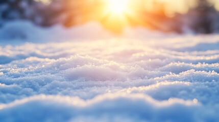 Poster - Sunlight Shining on a Layer of Soft Fresh Snow on the Ground in a Winter Wonderland : Generative AI