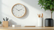 © Woottikrai - digital wall clock in a futuristic home setting with smart home devices and modern furniture