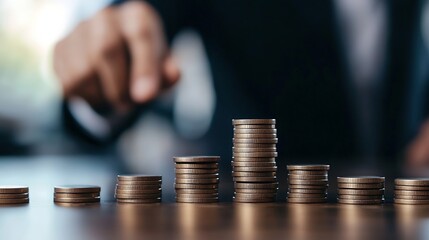 Poster - Growing investment with stacks of coins showcasing financial success and growth in the business world : Generative AI