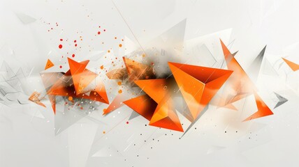 Poster - This abstract graphic features dynamic orange geometric shapes against a soft background, creating a vibrant and energetic atmosphere. Ideal for creative projects.
