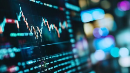 Fototapete - Dynamic stock market data visualization with vibrant charts and abstract background : Generative AI