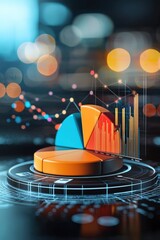 Poster - Vibrant data visualization featuring pie and bar charts. Ideal for business presentations, analysis, and research. Captures insights effectively and creatively.