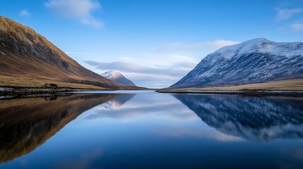 Poster - Stunning mountain landscape reflecting in calm lake under clear blue sky : Generative AI