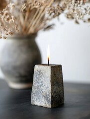 Poster - Beautifully Crafted Candle in Modern Design Enhancing Home Decor with Natural Aesthetic : Generative AI