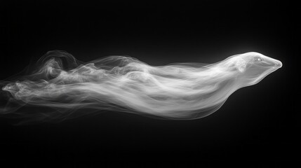 Poster - A spectral being flows gracefully through a dark void, its form composed of wisps of smoke that twist and turn in mesmerizing patterns. The atmosphere feels otherworldly, inviting wonder