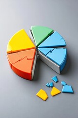 Poster - Colorful Pie Chart Pieces on Gray Background
