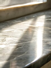 Poster - Elegant Marble Surface with Natural Light and Shadow Play Creating Textures : Generative AI