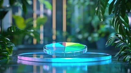Poster - A vibrant pie chart stands out in a lush greenery setting, symbolizing data analysis and growth. Ideal for business and marketing visuals.