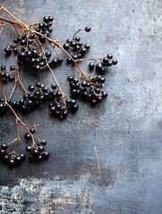 Poster - elegant composition of dark berries against a textured backdrop highlighting nature's rich colors : 