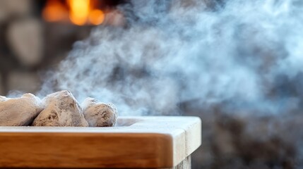 Poster - Steaming Hot Stones in a Tranquil Spa Setting with Relaxing Aromas in the Air : Generative AI