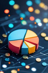 Poster - colorful pie chart on dark background with coins