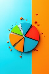 Poster - A vibrant and modern pie chart showcases various colors on a bright background, symbolizing data analysis and business performance metrics. Perfect for marketing and presentations.