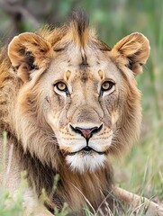 Aufkleber - Majestic Lion Gazing with Intensity in Natural Habitat Capturing Wild Essence : Generative AI