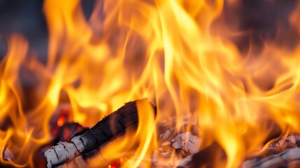 Fototapete - Vibrant Flames Dancing in a Fire Pit Creating a Warm Cozy Ambiance for Campfire Nights : Generative AI