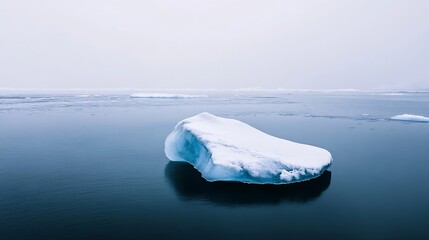 Poster - Solitary iceberg floating in calm waters reflects a serene and pristine Arctic environment : Generative AI