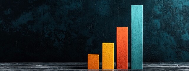 Poster - Colorful Wooden Bars on Table Representing Growth