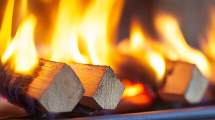 Leinwandbilder - Burning firewood in a fireplace creating a warm and inviting atmosphere : Generative AI