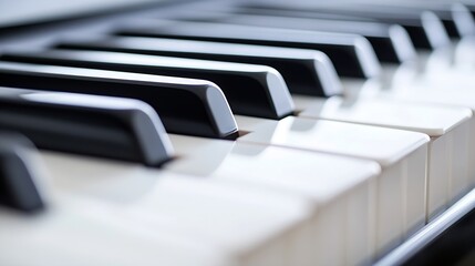 Poster - Close Up of Piano Keys Highlighting the Smooth Glossy Surface and Elegant Design of the Musical Instrument in Natural Light : Generative AI