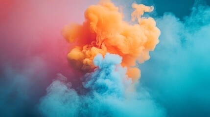 Poster - Soft pastel hues of pink, orange, and blue blend seamlessly, creating a captivating visual experience that evokes a sense of wonder and imagination in a surreal atmosphere