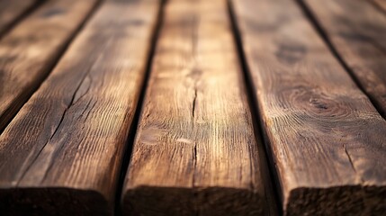 Poster - Close up view of textured wooden planks creating a warm natural aesthetic for rustic environments : Generative AI