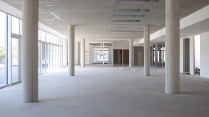 Poster - A spacious unfinished interior of a modern building showcasing bare walls and open architecture : Generative AI