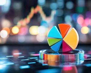 Poster - Colorful pie chart on data analysis background