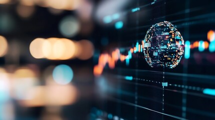 Fototapete - Dynamic Digital Financial Data Visualization with Colorful Graphics and Statistics for Modern Technology : Generative AI