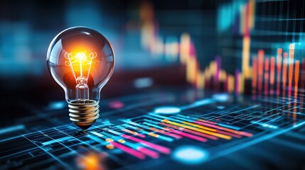 Poster - Creative Light Bulb Over Data Visualization Concept