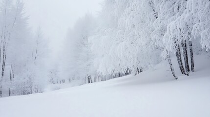 Aufkleber - Snowcovered trees creating a peaceful winter landscape inviting calm and serene feelings : Generative AI
