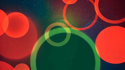 Poster - Vibrant abstract circle pattern shifts in red and green tones with moving glow effects