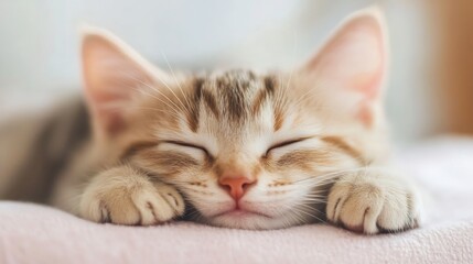 Aufkleber - Cute Tabby Cat Sleeping Peacefully on a Soft Surface : Generative AI