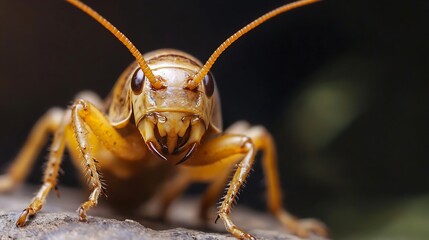 Aufkleber - Close Up Macro Shot of Crickets Face with Detailed Features and Textures : Generative AI