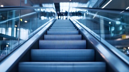 Poster - Modern Escalator Leading Upward in a WellLit Urban Environment : Generative AI