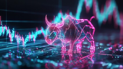 Poster - Digital Bull Symbolizing Market Growth and Investment Trends