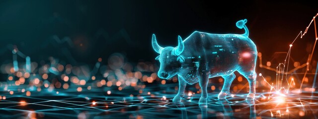 Poster - Digital Bull Symbolizing Market Growth and Prosperity