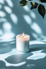 Poster - candles create warm ambiance with soft shadows on a calm blue surface