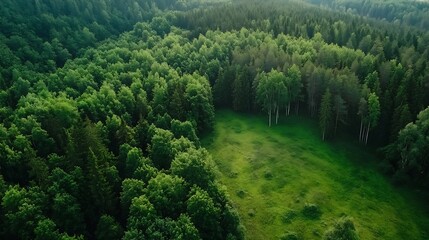 Poster - Aerial view of a lush green forest showcasing the beauty and diversity of nature from above : Generative AI