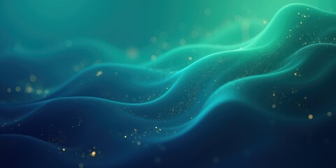 Poster - Smooth Blue and Green Gradient Background with Sparkling Effects