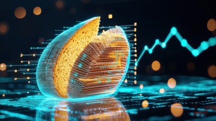 Poster - A digital fortune cookie design with data visualization elements, representing innovation and technology in business, suggesting insights and predictions.