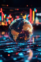 Poster - Digital Globe with Data Visualization Background
