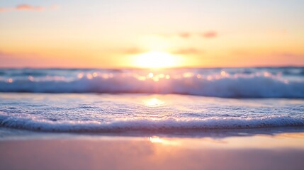 Aufkleber - Peaceful Ocean Waves at Sunset with Vibrant Colors Reflecting on the Water Surface : Generative AI
