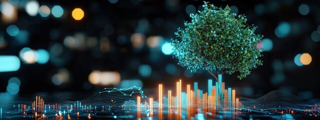 Poster - Digital Tree with Data Visualization Elements