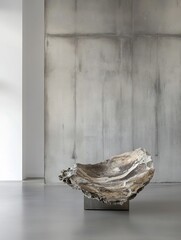 Poster - Artistic Stone Sculpture Displayed in Contemporary Interior Design Setting : Generative AI